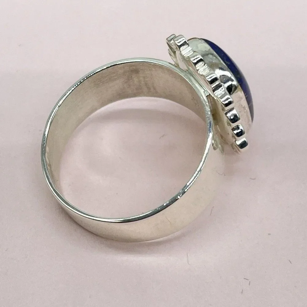 Jay King Sterling Silver Lapis Ring Cushion Cut Lattice Design Size 9.5 Signed - Picture 6 of 10